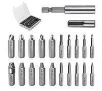 Juego de 22 extractores de tornillos - Extractor izquierdo de doble cabeza para tornillos dañados, herramienta profesional y desenroscador de tornillos HSS 4241