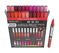 Juego de 22 marcadores de pintura acrílica con punta de pincel flexible, línea de 1-7 mm para pintura rupestre, letras con pincel, vidrio, tazas, madera, lienzo, tela y plástico. Rojo no tóxico