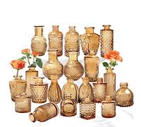 Juego de 22 Mini jarrones de Cristal ámbar para Decoraciones rústicas de Boda, centros de Mesa, decoración de Flores de Mesa de Aspecto Vintage, Transparente