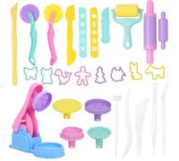 Juego de 22 piezas de plastilina Play Doh, a partir de 2 años, juego de accesorios de plastilina, moldes, tijeras, herramientas de amasado para niños, herramientas de plastilina, cortadores de