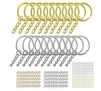 Juego de 220 llaveros de resina para manualidades con cadena, anillos de salto, alfileres de ojo de tornillo, llaveros dorados y plateados