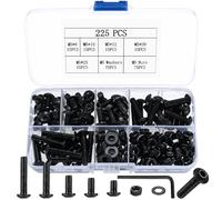 Juego de 225 Piezas M5 - Tornillos, Tuercas y Arandelas Set - Cabeza Hueca Hexagonal y Cabeza Plana Con Arandelas para Bicicleta y Moto - Negros