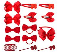 Juego de 23 accesorios para el pelo para niños, con lazo, para la cabeza, flor, cola de caballo, cuerda elástica, accesorios de peinado para niñas, para la Navidad, fiesta de cumpleaños (rojo)