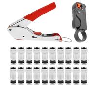 Juego de 23 alicates de compresión RG59/RG6, juego de crimpadora coaxial con pelacables y 20 conectores F, herramienta de compresión para cable de satélite y televisión por cable