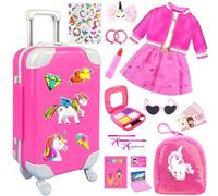 Juego de 23 piezas de accesorios de muñeca de 18 pulgadas con ropa, bolsa, gafas de computadora, maquillaje, calcomanías, cosas para muñeca de 18 pulgadas, regalo de Navidad y cumpleaños