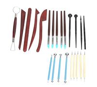 Juego de 23 piezas de herramientas para cerámica, herramientas para modelar arcilla con bolígrafo de pliegues de silicona y cuchillos de talla de acero inoxidable, kit