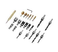 Juego de 23 piezas de herramientas para chaflanado en carpintería, kit de brocas avellanadoras con 5 brocas avellanadoras de 5 flautas y cortador de tacos, herramientas de