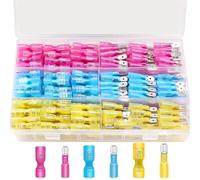 Juego de 230 conectores de alambre termorretráctiles, terminales eléctricos, conectores de palas de metal con caja de almacenamiento