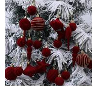 Juego de 24 bolas de Navidad de espuma para decoración de árboles y hogar, ligeras y adecuadas para diversas celebraciones navideñas y uso durante todo el año (rojo)