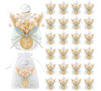 Juego de 24 botellas de agua bendita católicas a granel de vidrio para bautismo para invitados, recipiente de agua cristiano con bolsas de organza floral, lazo para regalos de comunión, iglesia, boda