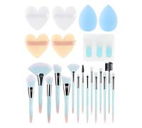 Juego de 24 brochas de maquillaje con cerdas suaves y asas cómodas, esponjas de mezcla, polvos para mezclar fácilmente las brochas de maquillaje de viaje