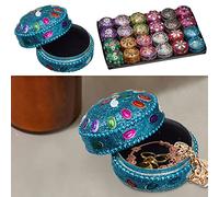 Juego de 24 cajas para joyas oriental, aluminio brillante, diámetro de 4,5 cm, multicolor, caja para joyas (1 juego de 24 unidades, diámetro de 4,5 cm)