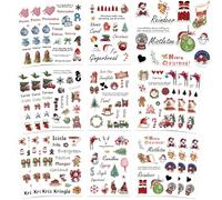 Juego de 24 calcomanías de rompecabezas de Navidad con Papá Noel, muñeco de nieve, reno, para decoración del hogar, envoltura de regalos, calcomanías festivas