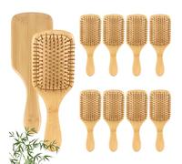 Juego de 24 cepillos de pelo de madera, bambú natural, 24,5 x 8,5 cm | Cuero cabelludo ovalado de bambú grande, antiestático, sin tirones, para todo tipo de cabello, paquete grande para familias y