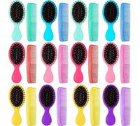 Juego de 24 cepillos pequeños para niños, 12 mini cepillos de viaje y 12 peines para cabello húmedo y seco, cepillo desenredante para niñas, mujeres, niños, hombres y niños