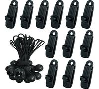 Juego de 24 clips para lona, 12 clips multifuncionales para lona tipo boca de cocodrilo con tornillo de bloqueo en el mango, 12 tensores par