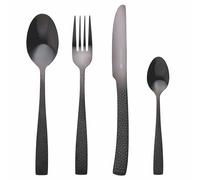 Juego de 24 cubiertos de acero inoxidable pulido, mango efecto martillado acabado mate, negro, Bali Sibila