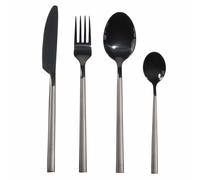 Juego de 24 cubiertos de de acero inoxidable negro mate