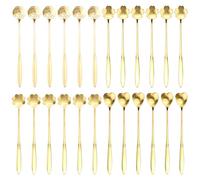 Juego de 24 cucharas de café expreso doradas de 4 estilos, acero inoxidable de 6.8 pulgadas de largo, agitador, cucharaditas en forma de flor y corazón para agitar, mezclar, batido, postre, cafetería