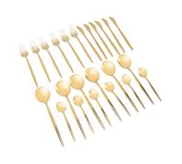 Juego de 24 cuchillos dorados para carne Cubiertos de oro Juego de cubiertos de acero inoxidable de primera calidad Cubiertos duraderos para el hogar, cocina, fiesta, boda, cena
