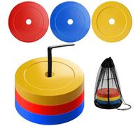 Juego de 24 discos de marcador de 15 cm para fútbol, planos, conos de fútbol, marcador de suelo, multicolor, con soporte organizador, bolsa de red para fútbol, atletismo