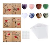 Juego de 24 fichas de abrazo de bolsillo de San Valentín a granel, intercambio de regalos escolares, kit de piedras preciosas con tarjetas de San Valentín para la escuela, aula, clase, fiesta