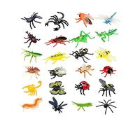 Juego de 24 figuras de plástico de mini bestias, insectos, animales, resina realista, miniaturas, criaturas, figuras educativas de animales pequeños, decoraciones temáticas de insectos, regalo de