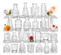 Juego de 24 jarrones pequeños para Flores, jarrones Transparentes a Granel, para centros de Mesa, Mini jarrón Vintage para decoración de Mesa del hogar (24 Piezas)