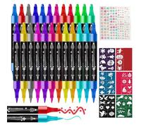 Juego de 24 lápices de tatuaje para niños, respetuoso con la piel, con plantilla de tatuaje y pegatinas de perlas 3D coloridas, lápices de tatuaje para adultos, para niñas, niños, fiestas de