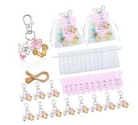 Juego de 24 llaveros sorpresa para baby shower Party Angelic Baby Huella para dar las gracias a sus invitados con una bolsa de organza blanca