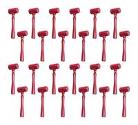Juego de 24 martillos de madera, mini martillos de madera rojos de 5.9 pulgadas, accesorio de martillo de juez para juicios simulados y accesorios de disfraces de Halloween, mazo de madera maciza para