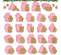 Juego de 24 moldes de galletas para Navidad, cortadores de galletas en 3D para niños, para decorar tartas, galletas y hornear