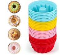 Juego de 24 moldes de silicona para cupcakes, postres y aperitivos, aptos para horno y microondas, diámetro de 6,5 cm, 2,7 cm de altura