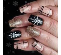 Juego de 24 patios persistas orientados a la Navidad Scintillate Ice Black Checkered Plan Reciclable Falso para Ocasiones Solemnes Vacaciones Constantes Persist