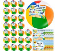 Juego de 24 pelotas de playa de 12 pulgadas con tarjeta inspiradora, bola de playa inflable, regalo de graduación de verano, regalos a granel de profesores, escuela, premios de aula, bolsa de regalo