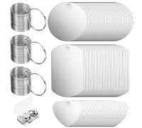 Juego de 24 piezas de acero inoxidable para grabar, 3 formas de placas de identificación en blanco, llaveros con anilla metálica plateada en blanco para grabar chapas para mascotas collares colgantes