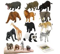 Juego de 24 Piezas Montessori de Animales, Juego Educativo de emparejamiento con Animales Salvajes simulados y Tarjetas en inglés, de emparejamiento para niños pequeños, Juguetes de aprendi