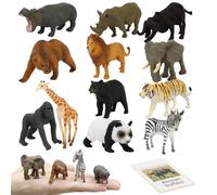 Juego de 24 Piezas Montessori de Animales, Juego Educativo de emparejamiento con Animales Salvajes simulados y Tarjetas en inglés, de emparejamiento para niños pequeños, Juguetes de aprendi