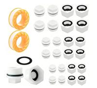 Juego de 24 tapones ciegos para tubería de agua, tapa de cierre de 1/2 pulgadas, tapón ciego de 3/4 pulgadas con junta, tapón roscado PPR, tapón de tubo con rosca interior, para grifos de agua