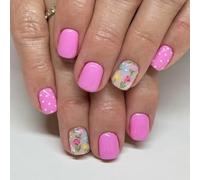 Juego de 24 uñas postizas a presión, colección de otoño e invierno, diseño floral de puntos, reutilizables, fáciles de aplicar, cómodas de llevar