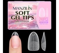 Juego de 240 puntas de extensión de gel con línea guía de 12 tamaños, acabado mate, sensación fina de PMMA para práctica de manicura en casa, juego de puntas de gel de línea central, puntas de