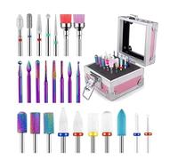 Juego De 25 Brocas Para Uñas Carburo Tungsteno Cerámica 3/32 Pulgadas Juego Brocas Diamante Carburo Tungsteno Profesional Seguridad Para Manicura