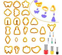 Juego de 25 cortadores de galletas de arcilla polimérica para la fabricación de pendientes con 8 herramientas de perforación, 33 kits de escultura e indentación redondos en forma de círculo para la