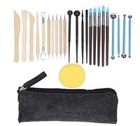 Juego de 25 herramientas para cerámica y alfarería, kit de herramientas para modelar, repujar y tallar arcilla, accesorio artesanal multiusos con bolsa de almacenamiento para