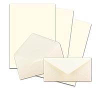 Juego de 25 papel de carta DIN A4 con sobres DIN largos, adhesivo en húmedo, blanco natural, papel para escribir de acabado mate con sobres FarbenFroh by GUSTAV NEUSER