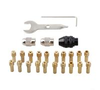 Juego de 25 pinzas de latón con tuerca giratoria para herramientas giratorias y ejes flexibles, compatible con Dremel 4485 4486, rango de tamaño de 0,5 mm a 3,2 mm