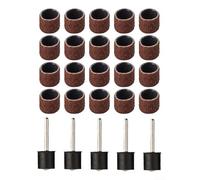 Juego de 25 tambores de lijado con varilla, cabezal de molienda giratorio abrasivo de 1/2 pulgada, grano 40-320 para pulido de madera de metal, juego de mandriles de lijado para Dremel RO (grano 80)