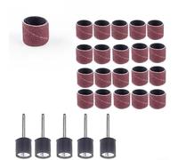 Juego de 25 tambores de lijado con varilla, cabezal de molienda giratorio abrasivo de 1/2 pulgada, grano 40-320 para pulido de madera de metal, juego de mandriles de lijado para Dremel RO (grano 40)
