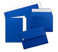 Juego de 25 tarjetas plegables con inserto DIN A6/C6, tarjetas dobles con sobres, azul real (azul), 14,8 x 10,5 cm (105 x 148), 14,8 x 10,5 cm (105 x 148 mm), cierre adhesivo sensible a la presión