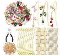 Juego de 250 marcapáginas para manualidades, juego creativo de marcadores y marcadores, incluye alicates, alambre, cadenas y anillos (flores, fresas, corazones y animales)